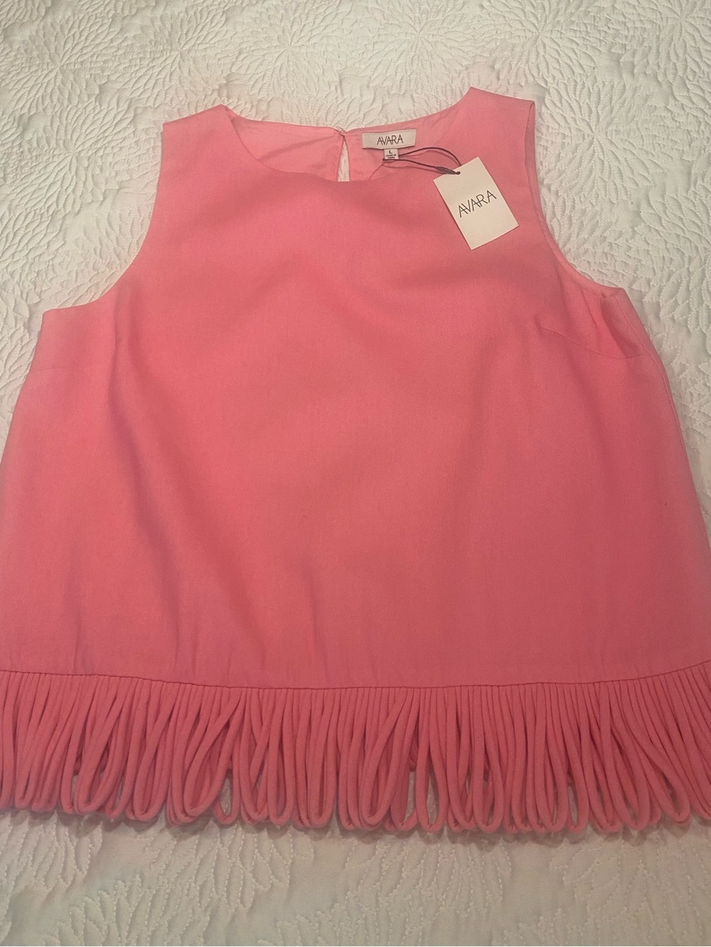 Avara Women’s Pink Sleeveless Fringe Hem Top